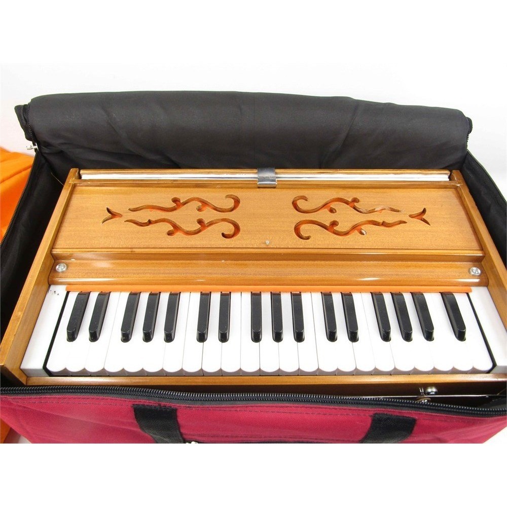 Kartar Harmonium Concert Style 3.25 Octave Teak Tun Wood Excellent 2 Brass Reeds